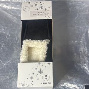 Men's Black Slipper with White Lining